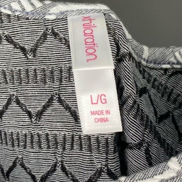 Xhiliration Black White Chevron Stretch Bodycon Short Sleeve Textured Dress L - Picture 9 of 9